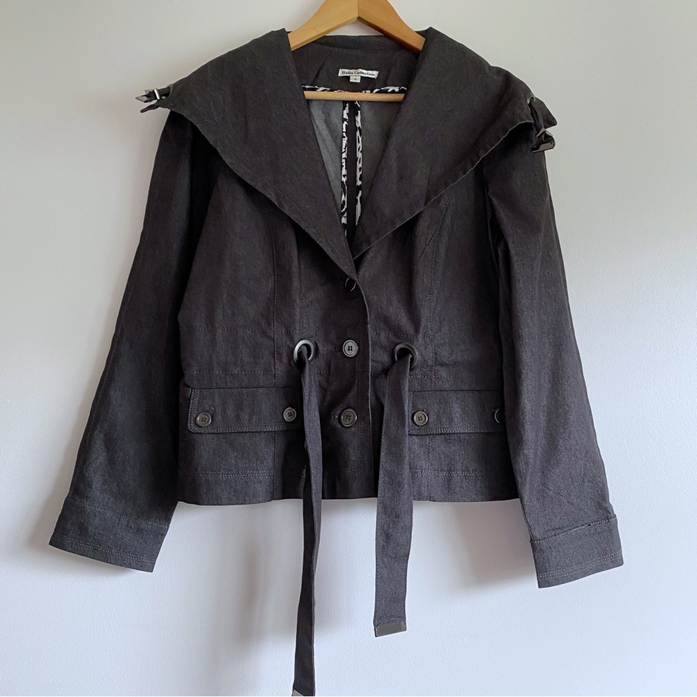 Dalia Wide Collar Cropped Denim Jacket